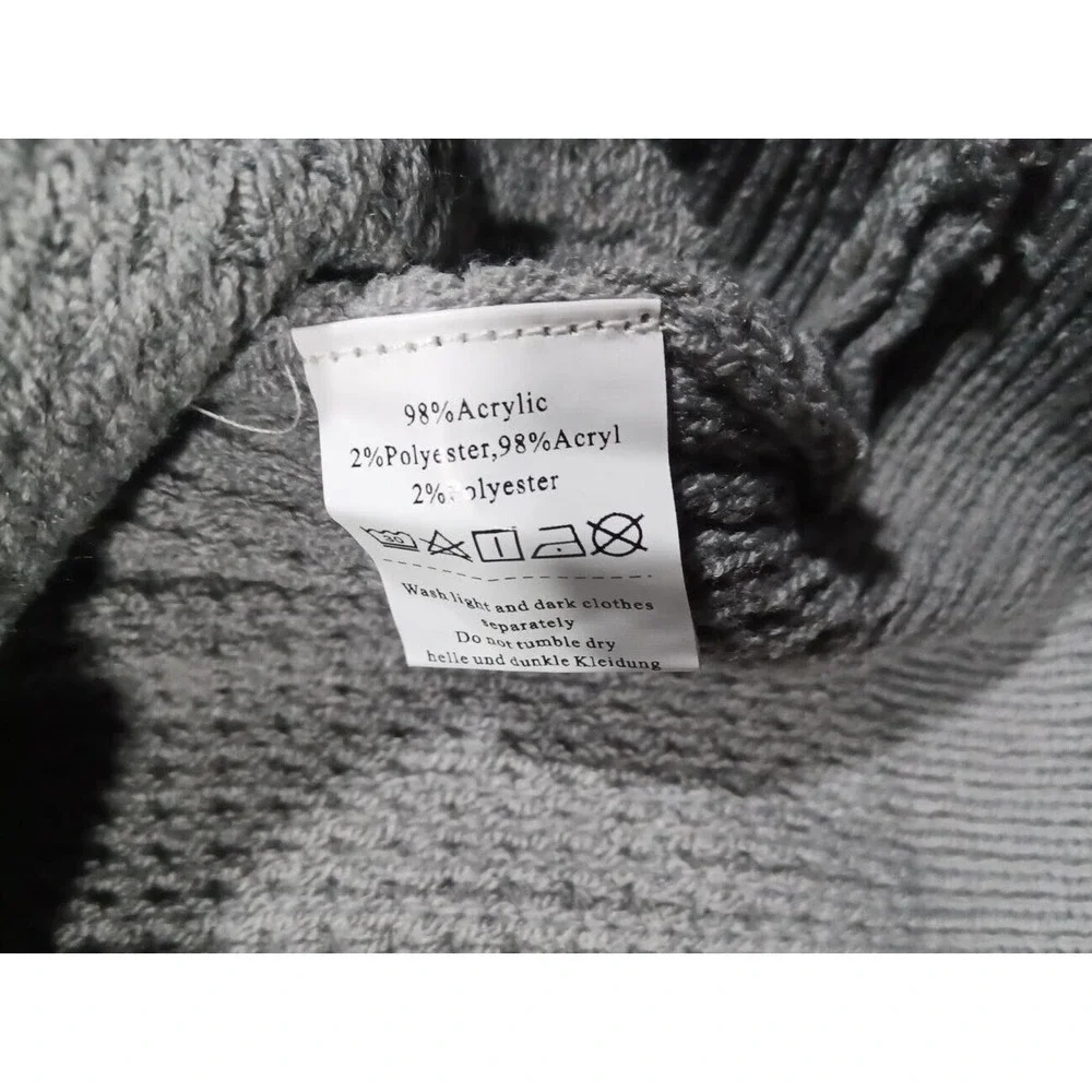PJ PAUL JONES Sweater Mens XL Gray Crewneck Pullover Waffle Textured Long Sleeve